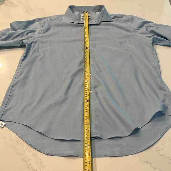 Men's Calvin Klein Slim Fit Performance Non-iron LS Blue Dress Shirt - Picture 4 of 9